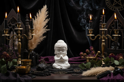 Buddha Statue - Sorceress Sanctuary Buda - Namastê-Buda - Gesto da Coragem