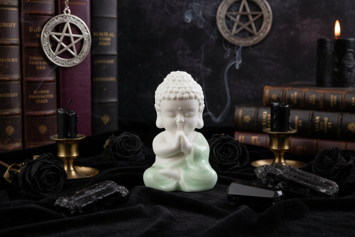Buddha Statue - Sorceress Sanctuary Buda - Namastê-Buda - Gesto da Coragem