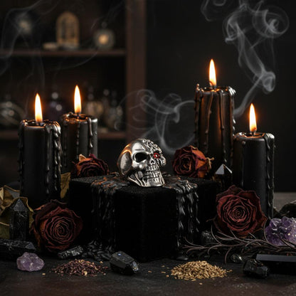 Half Burning One-Eye Skull Zircon Ring Sorceress Sanctuary
