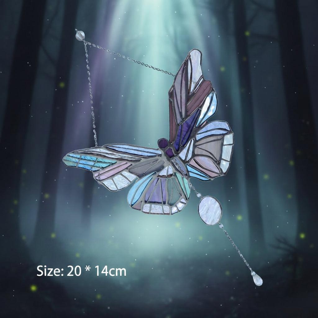 Decorative butterfly suncatcher with stained glass effect on a white background