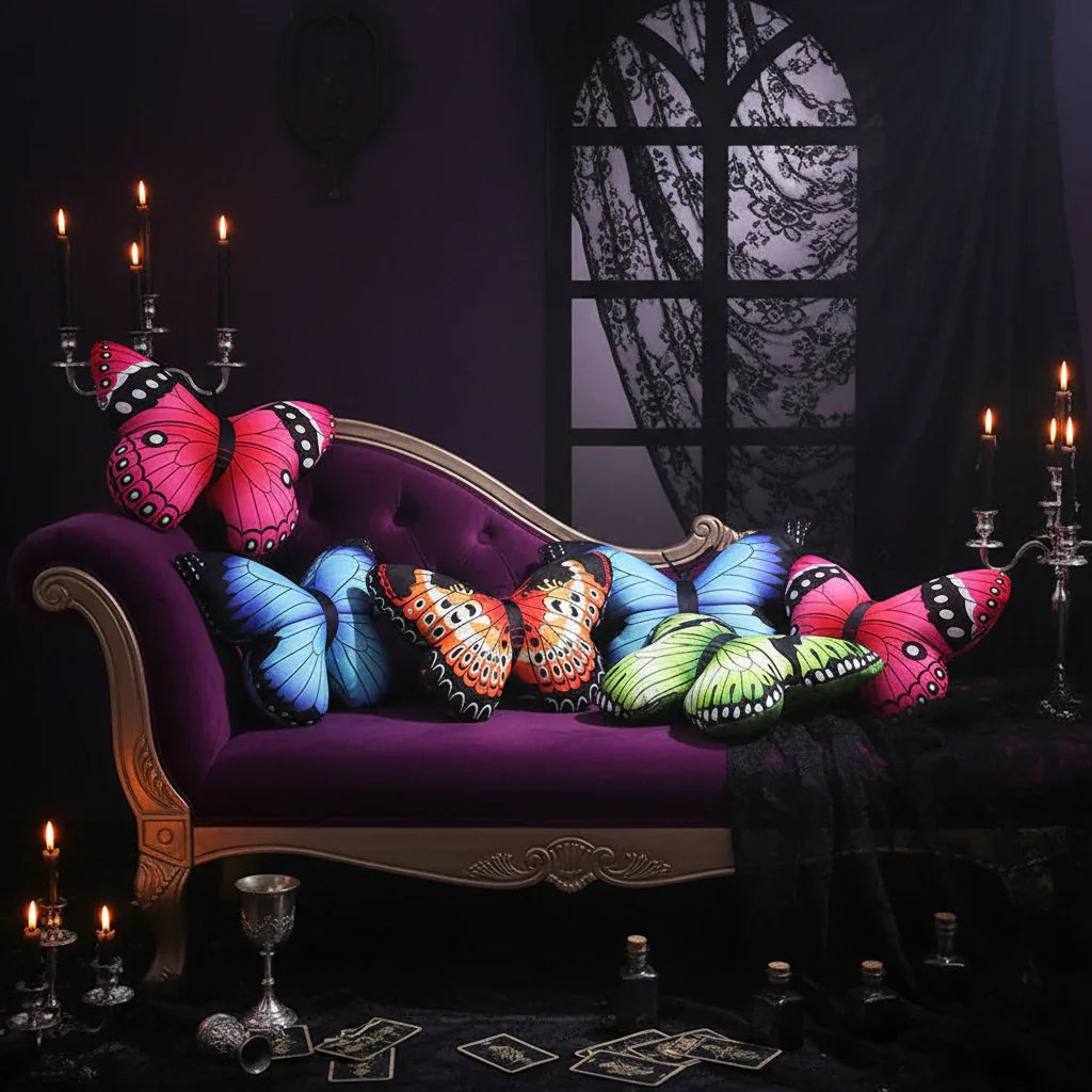 Butterfly Pillow - Sorceress Sanctuary Blue / M-Blue / S-Green / S-Green / M-Orange / M