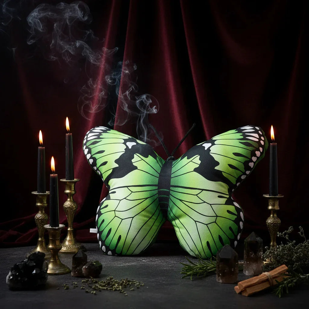 Butterfly Pillow - Sorceress Sanctuary Blue / M-Blue / S-Green / S-Green / M-Orange / M