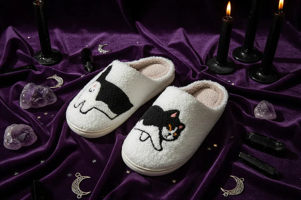Cat Plush Slippers - Sorceress Sanctuary White / 36-37-White / 38-39-White / 40-41-White / 44-45-White / 42-43