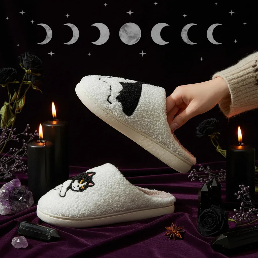 Cat Plush Slippers - Sorceress Sanctuary White / 36-37-White / 38-39-White / 40-41-White / 44-45-White / 42-43