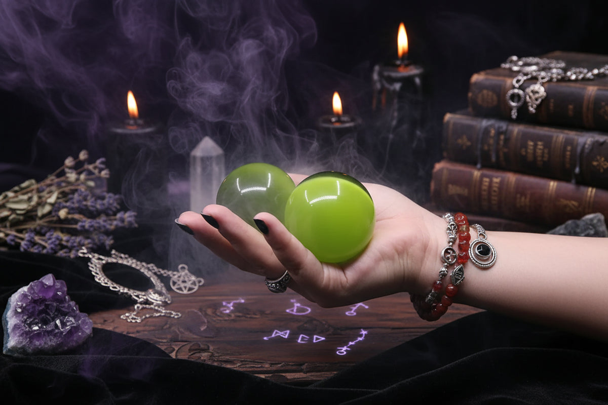 Cat’s Eye Sphere - Sorceress Sanctuary Green / 2pcs