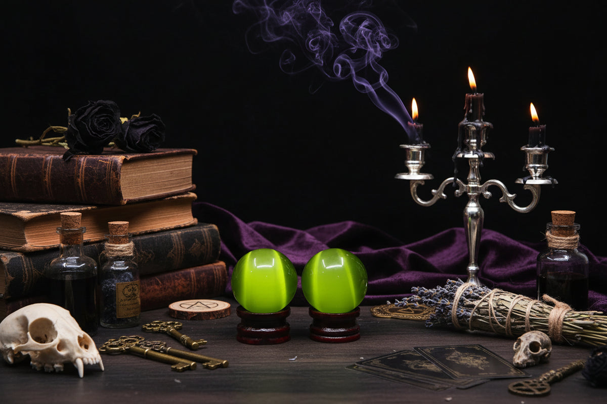 Cat’s Eye Sphere - Sorceress Sanctuary Green / 2pcs