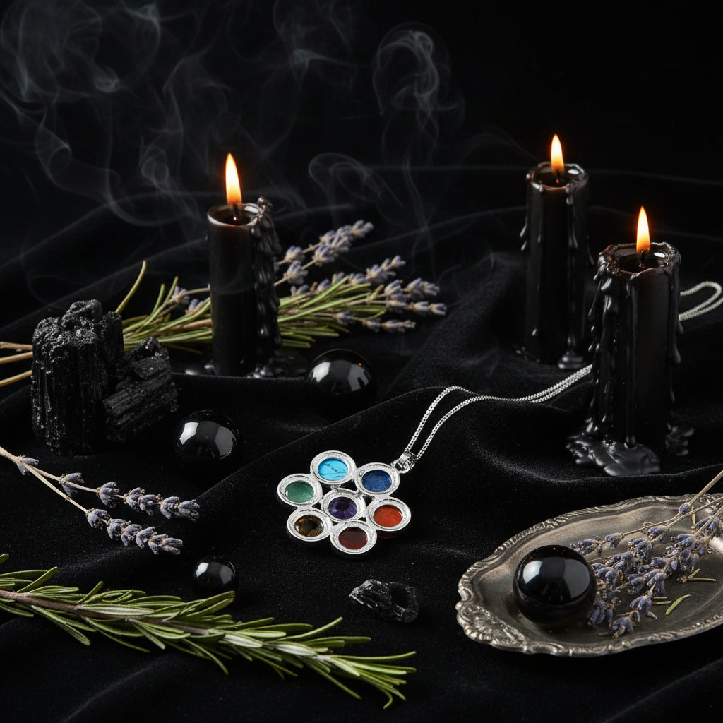 Natural Stone Chakra Pendant with Amethyst Necklace Sorceress Sanctuary