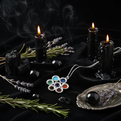 Natural Stone Chakra Pendant with Amethyst Necklace Sorceress Sanctuary