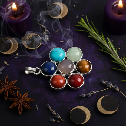 Natural Stone Chakra Pendant with Amethyst Necklace Sorceress Sanctuary