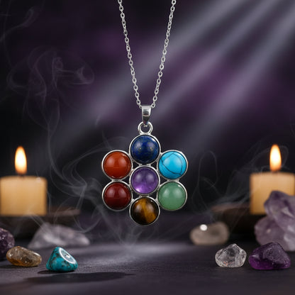 Natural Stone Chakra Pendant with Amethyst Necklace Sorceress Sanctuary