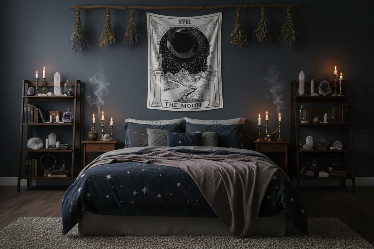 Celestial Astrology Tapestry - Sorceress Sanctuary THE MOON / 150x100-THE MOON / 150x130-THE MOON / 150x200-THE STAR / 150x100-THE STAR / 150x130