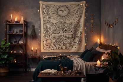 Celestial Astrology Tapestry - Sorceress Sanctuary THE MOON / 150x100-THE MOON / 150x130-THE MOON / 150x200-THE STAR / 150x100-THE STAR / 150x130