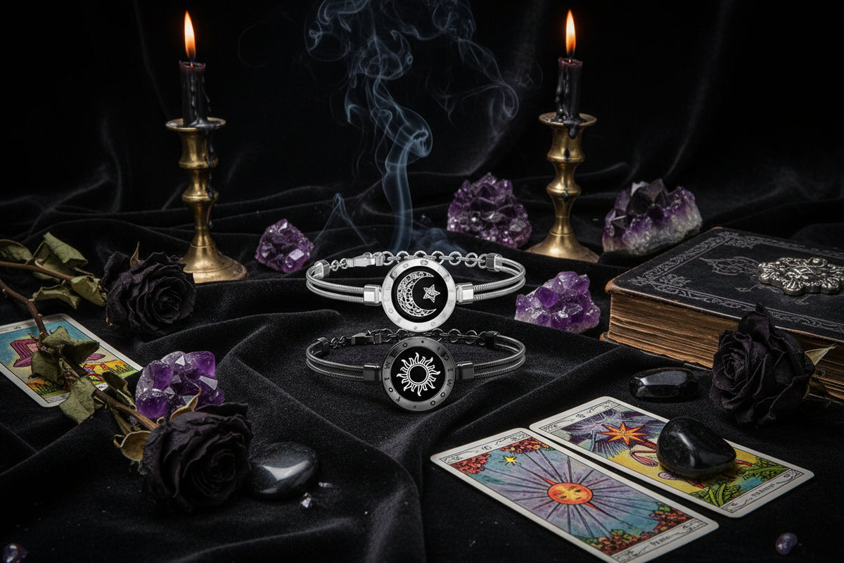 Celestial Couple Bracelets - Sorceress Sanctuary Silvery black A-Black gold B-Silvery black B-Black gold C