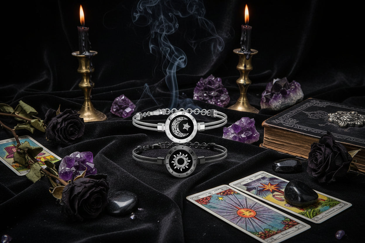 Celestial Couple Bracelets - Sorceress Sanctuary Silvery black A-Black gold B-Silvery black B-Black gold C