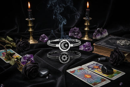 Celestial Couple Bracelets - Sorceress Sanctuary Silvery black A-Black gold B-Silvery black B-Black gold C