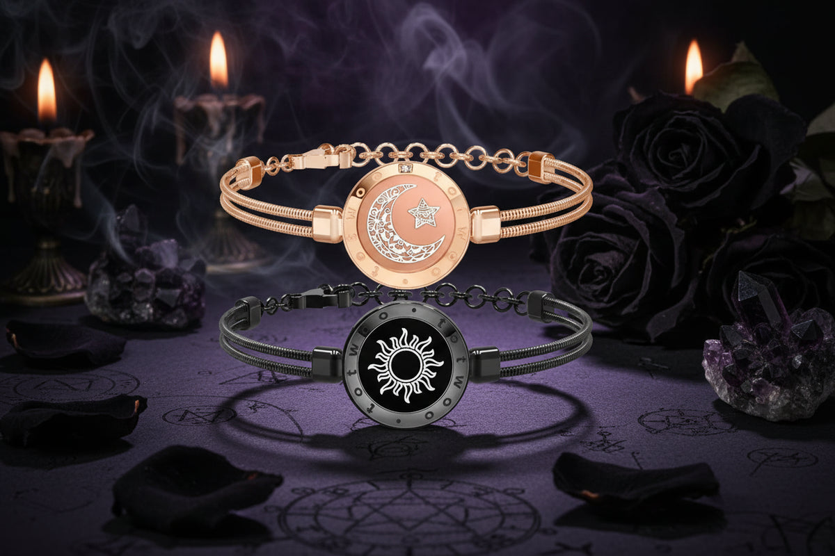 Celestial Couple Bracelets - Sorceress Sanctuary Silvery black A-Black gold B-Silvery black B-Black gold C