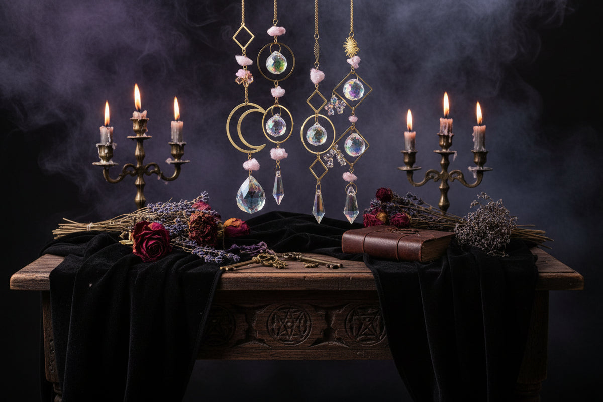 Celestial Crystal Suncatcher - Sorceress Sanctuary Two Rhombuses-Two Circles-A Moon-A Circle