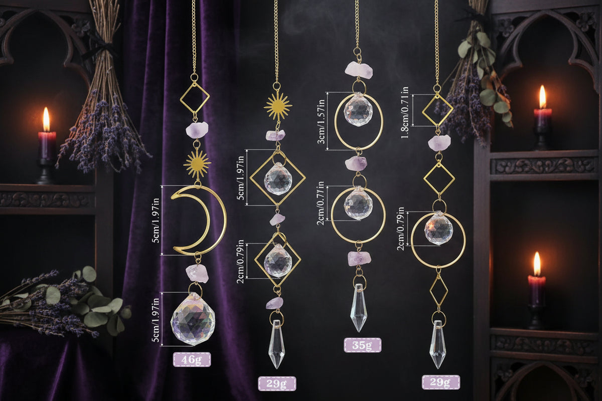 Celestial Crystal Suncatcher - Sorceress Sanctuary Two Rhombuses-Two Circles-A Moon-A Circle