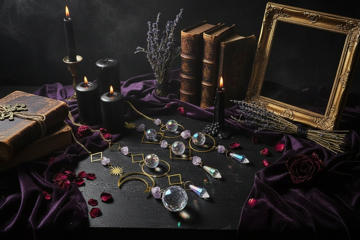Celestial Crystal Suncatcher - Sorceress Sanctuary Two Rhombuses-Two Circles-A Moon-A Circle