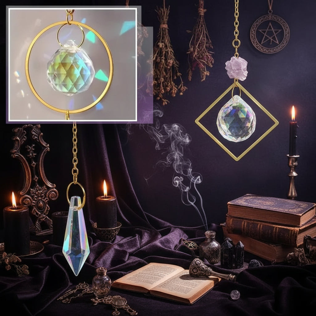 Celestial Crystal Suncatcher - Sorceress Sanctuary Two Rhombuses-Two Circles-A Moon-A Circle