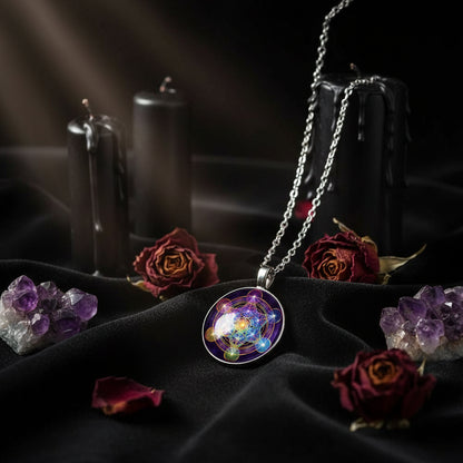 Mandala Sacred Geometry Gemstone Necklace for Women Sorceress Sanctuary