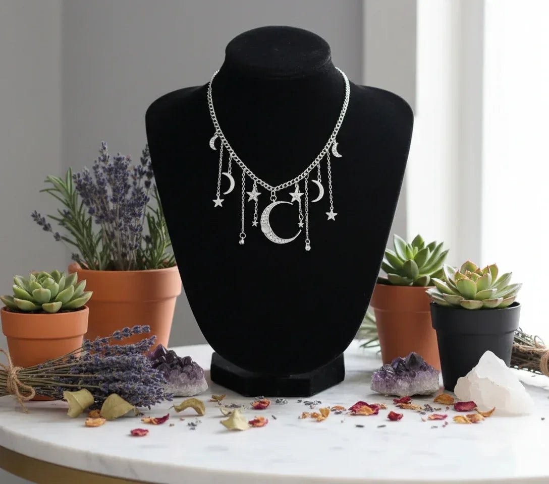 Celestial Tassel Necklace - Sorceress Sanctuary Silver-Gold
