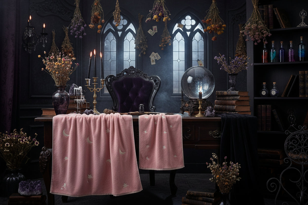 Celestial Towls - Sorceress Sanctuary Gray Star / 34*76cm-Gray Star / 70*140cm-Pink Star / 70*140cm-White Star / 70*140cm-White Star / 34*76cm