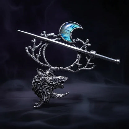 Celestial Wolf Hair Pin - Sorceress Sanctuary Ancient Silver