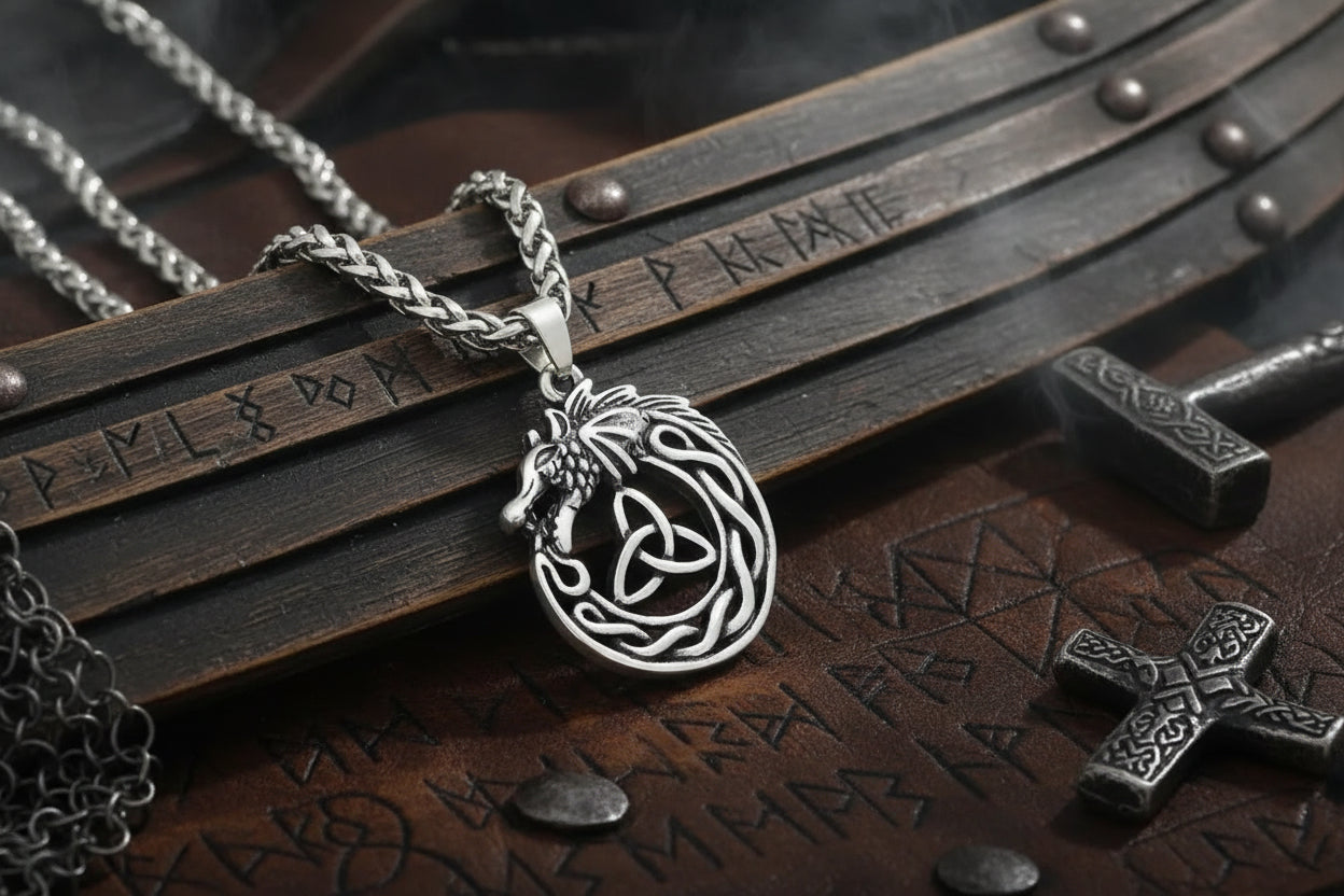 Celtic Dragon Necklace - Sorceress Sanctuary Pendant-Pendant + chain