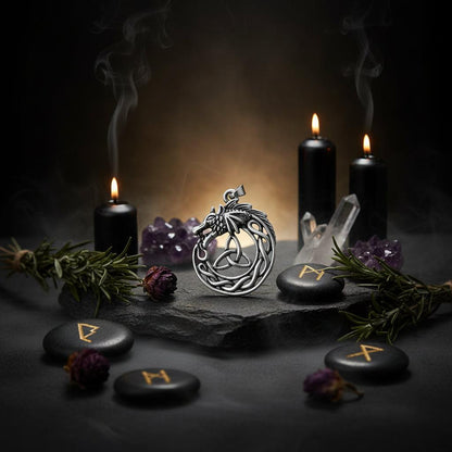 Celtic Dragon Necklace - Sorceress Sanctuary Silver / Material: Alloy  