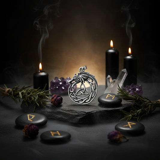 Celtic Dragon Necklace - Sorceress Sanctuary Silver / Material: Alloy  