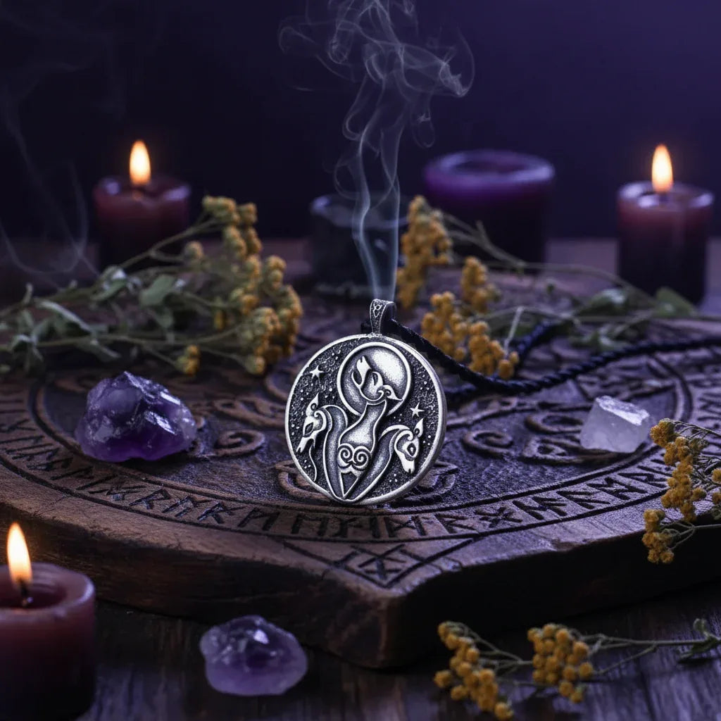 Celtic Hound Necklace - Sorceress Sanctuary Antique Silver Plated Pendant-With Rope