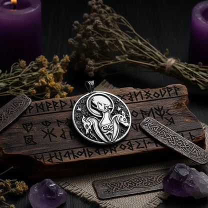 Celtic Hound Necklace - Sorceress Sanctuary Antique Silver Plated Pendant-With Rope