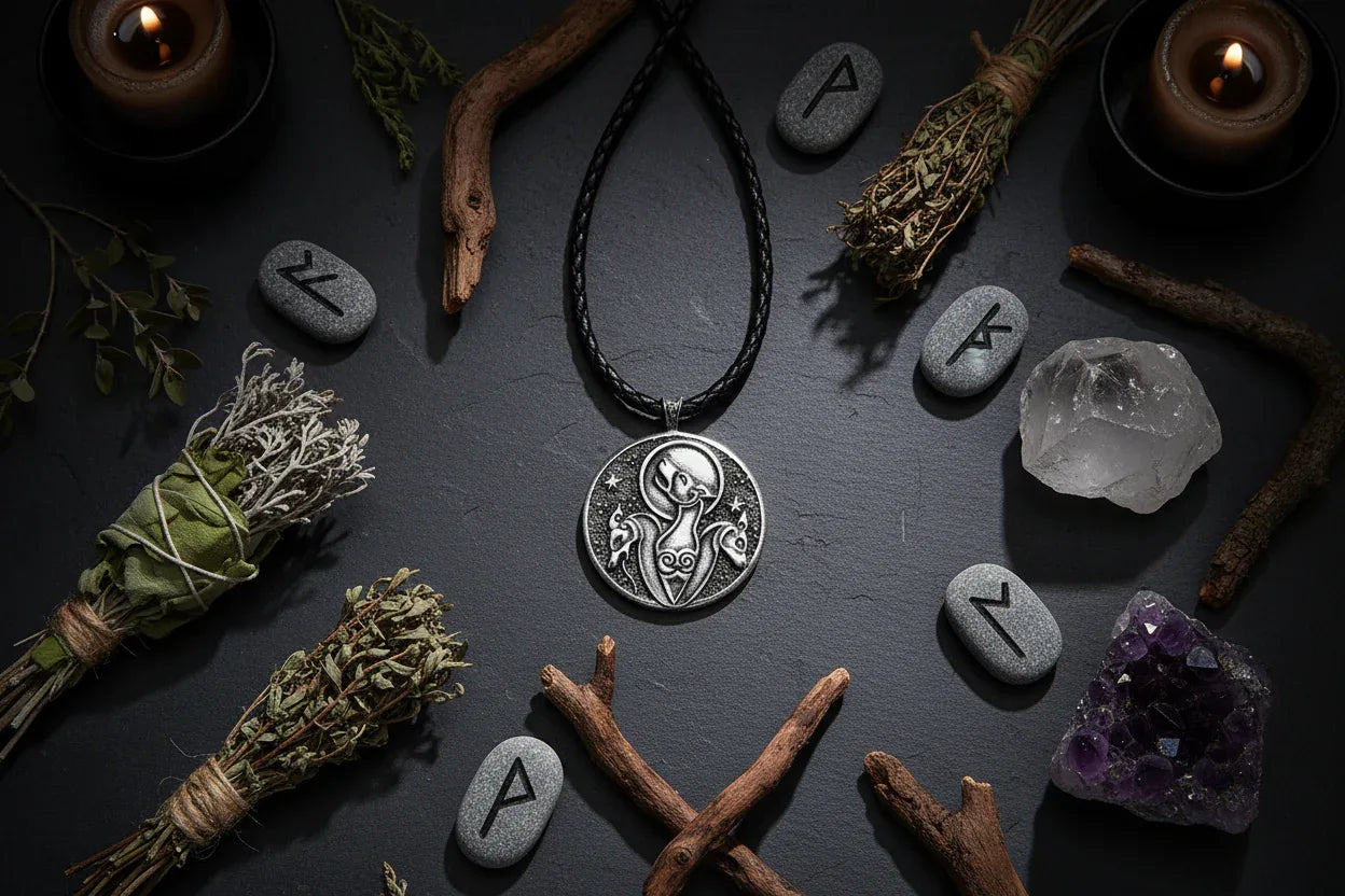 Celtic Hound Necklace - Sorceress Sanctuary Antique Silver Plated Pendant-With Rope