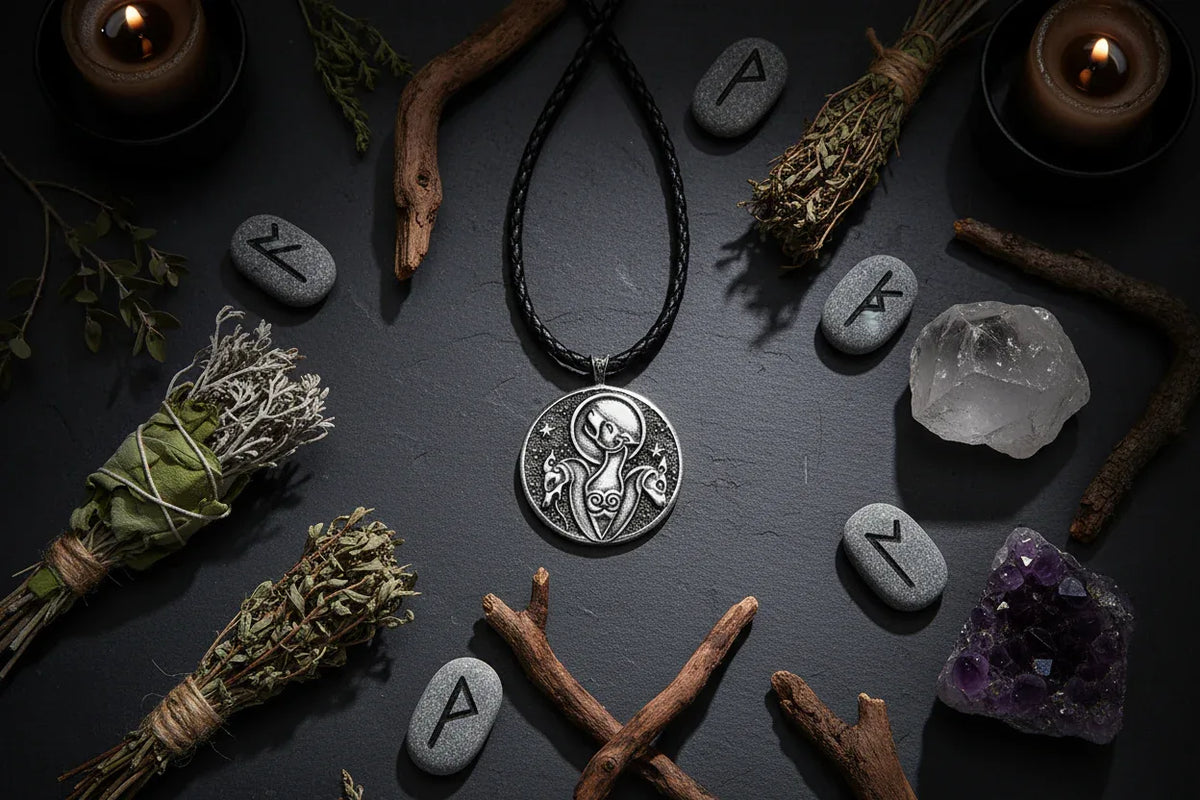 Celtic Hound Necklace - Sorceress Sanctuary Antique Silver Plated Pendant-With Rope