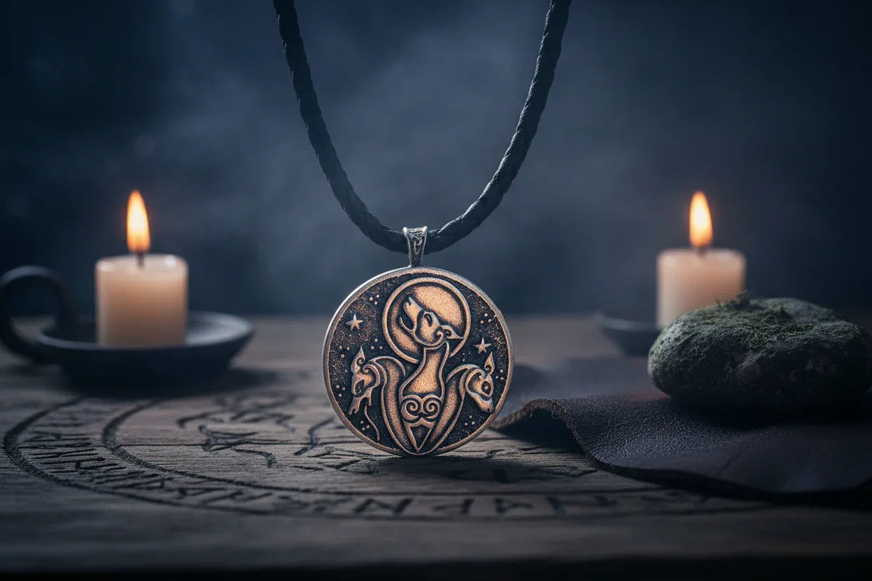 Celtic Hound Necklace - Sorceress Sanctuary Antique Silver Plated Pendant-With Rope