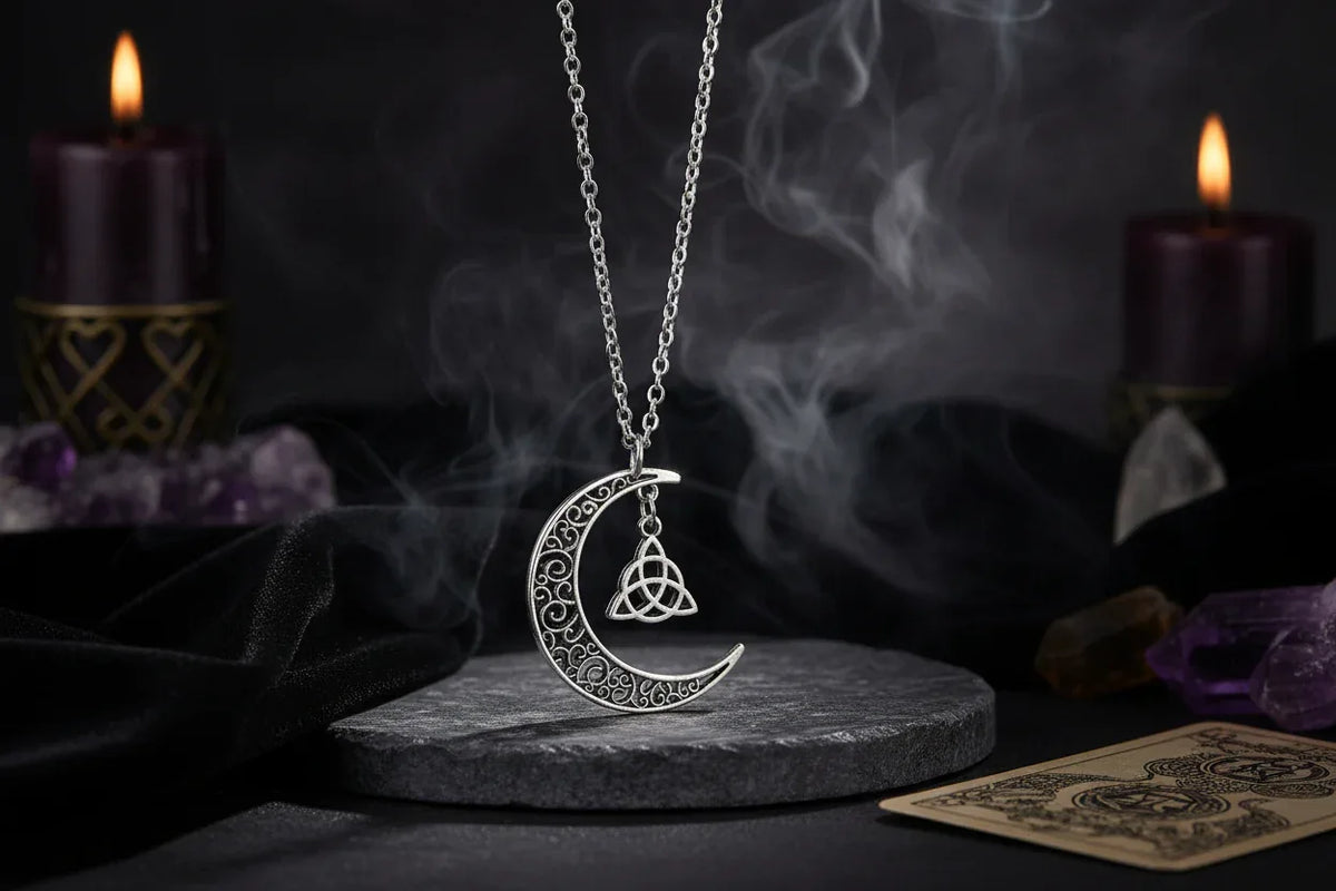 Celtic Moon Necklace - Sorceress Sanctuary Silver