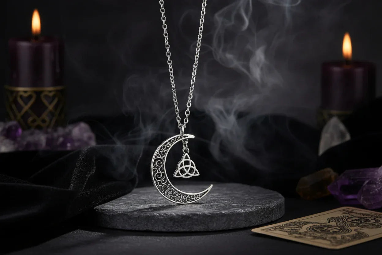 Celtic Moon Necklace - Sorceress Sanctuary Silver