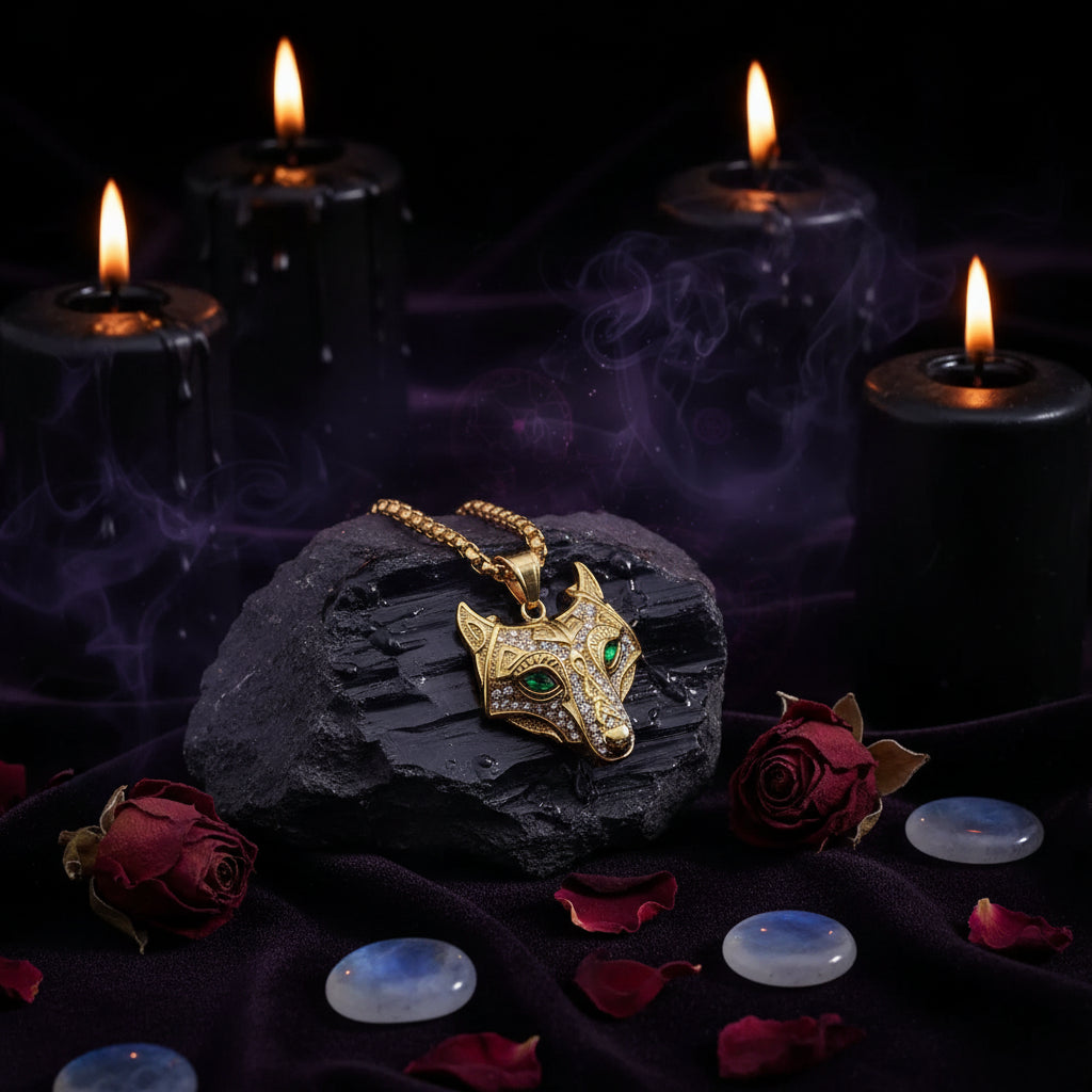 Celtic Wolf Necklace - Sorceress Sanctuary Gold chain / 3mmX50cm-Gold chain / 3mmX61cm-Gold chain / 3mmX70cm-Gold chain / 4mmX61cm-Steel chain / 3mmX50cm
