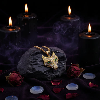 Celtic Wolf Necklace - Sorceress Sanctuary Gold chain / 3mmX50cm-Gold chain / 3mmX61cm-Gold chain / 3mmX70cm-Gold chain / 4mmX61cm-Steel chain / 3mmX50cm