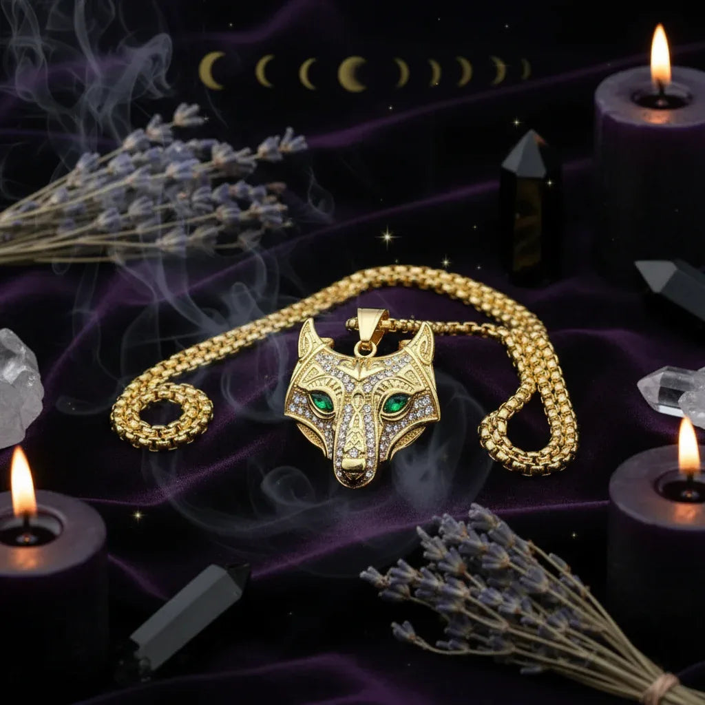 Celtic Wolf Necklace - Sorceress Sanctuary Gold chain / 3mmX50cm-Gold chain / 3mmX61cm-Gold chain / 3mmX70cm-Gold chain / 4mmX61cm-Steel chain / 3mmX50cm