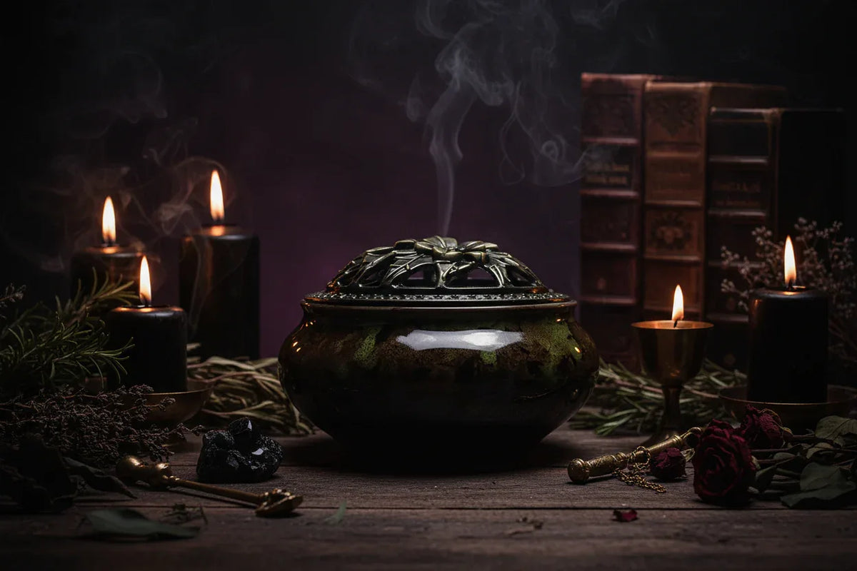 Ceramic Incense Holder - Sorceress Sanctuary Green