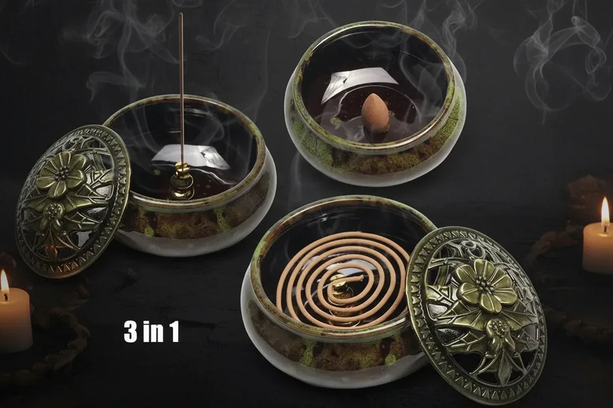 Ceramic Incense Holder - Sorceress Sanctuary Green
