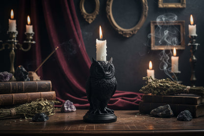 Ceremonial Candle Holder - Sorceress Sanctuary Owl-Crow