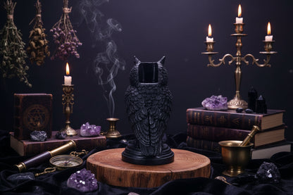 Ceremonial Candle Holder - Sorceress Sanctuary Owl-Crow