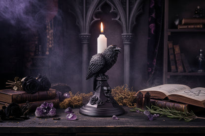 Ceremonial Candle Holder - Sorceress Sanctuary Owl-Crow