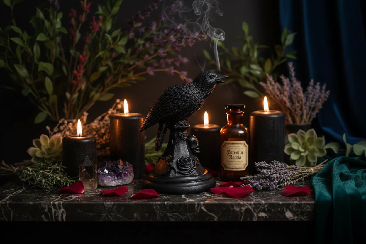 Ceremonial Candle Holders - Sorceress Sanctuary Owl-Crow