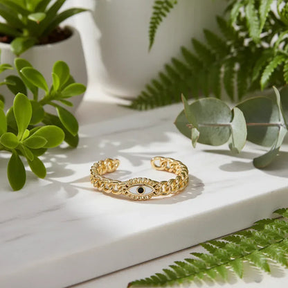 Gold Evil Eye Ring - Sorceress Sanctuary Golden