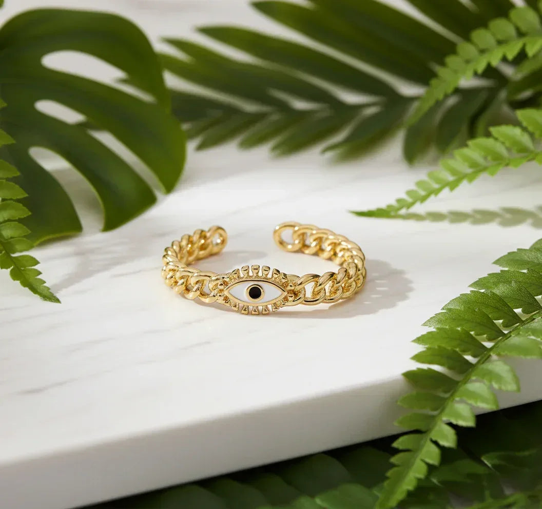 Gold Evil Eye Ring - Sorceress Sanctuary Golden