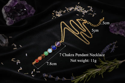 Chakra Beads Necklace - Sorceress Sanctuary Golden rope weaving-Black rope preparation